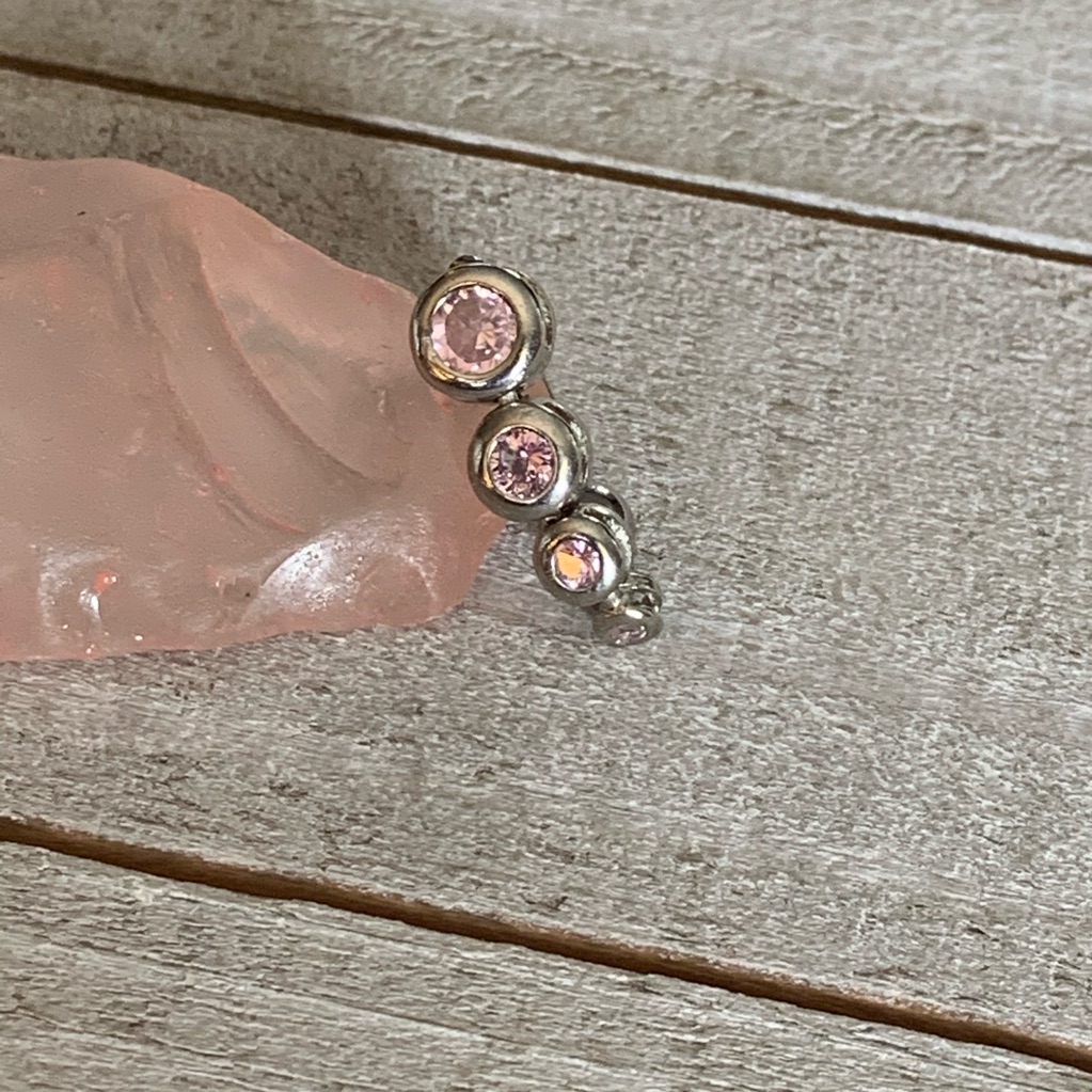 Pink Bubble Gem Reverse Dangle Navel Ring 16 Gauge Belly Button Ring New